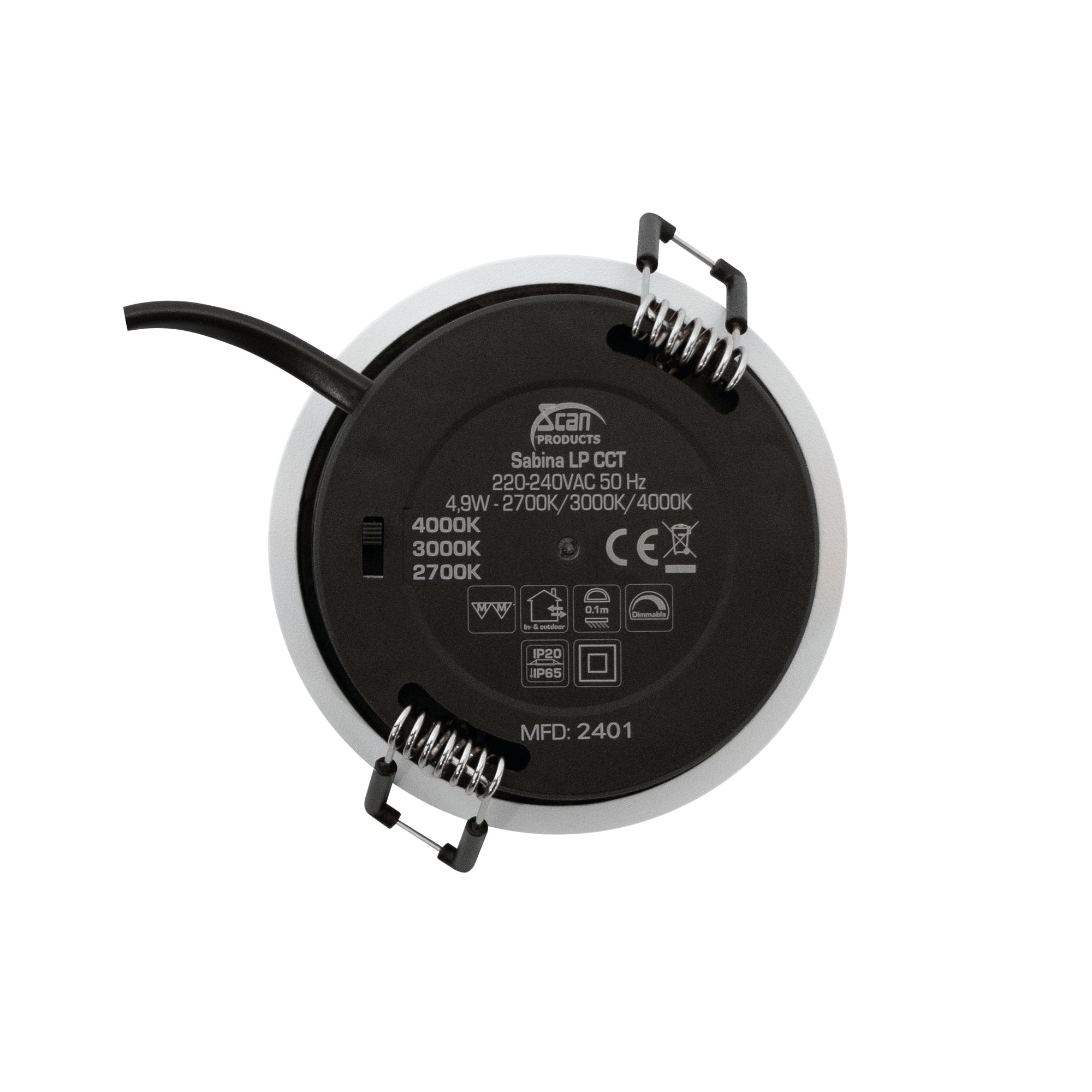 Sabina Low profile CCT 6-pack Downlight ISO Mat Hvid 2700K/3000K/4000K 560/590/560lm 4,9W Indendørs/