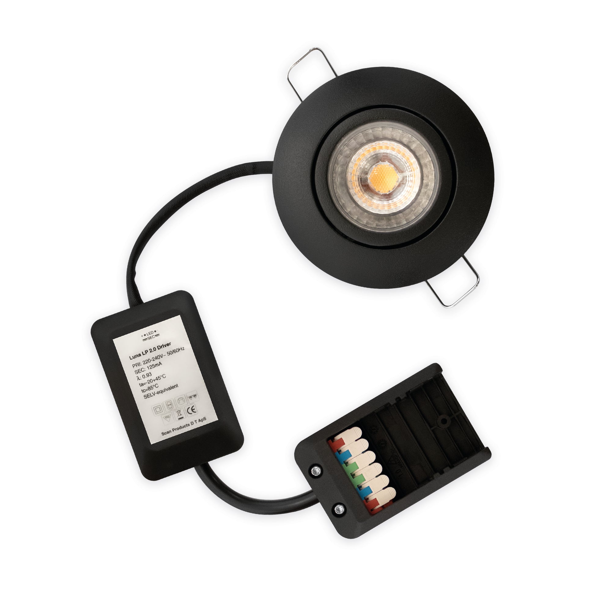 Luna Low profile 2.0 Downlight ISO Mat Sort 2700K 460lm 5,9W Indendørs/udendørs Dæmpbar IP44