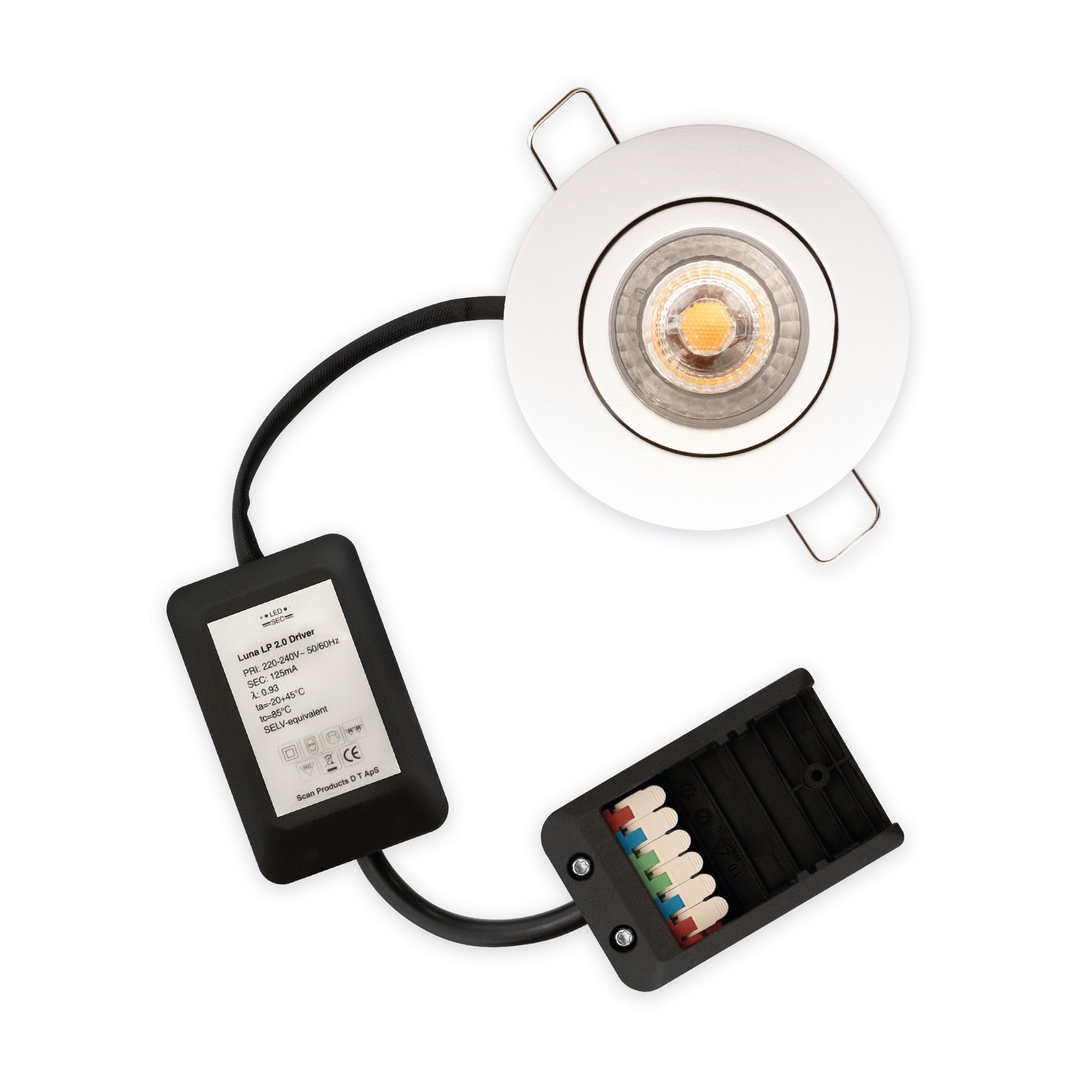 Luna Low profile 2.0 Downlight ISO Mat Hvid 3000K 490lm 5,9W Indendørs/udendørs Dæmpbar IP44