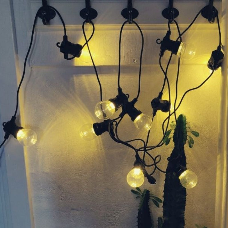 Party Lyskæde 6M m/10 klare kugler, LED, IP44 transformer