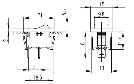 Vippekontakt - 1P (ON)-OFF-(ON), spadeterm., 6A/250Vac Sort
