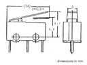 Mikroswitch m. kort arm - 3A/250V, ON-(ON) SPDT, printben