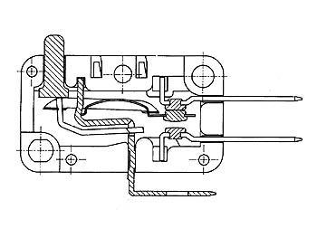 Mikroswitch, lang rulleboltarm - 6A/250V ON-(ON) 4,8mm stik