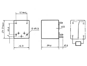 Miniature relæ - 6VDC / 15A, 1 x omskifter (JZC-22F)