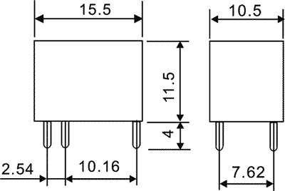 Miniature relæ - 12VDC / 3A, 1 x omskifter (SPDT), 2,54mm