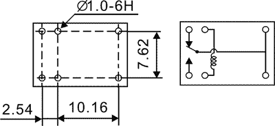 Miniature relæ - 12VDC / 3A, 1 x omskifter (SPDT), 2,54mm