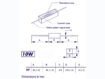 Metalfilm modstandssikring - 1/2W 10ohm