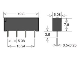 REED relæ, Single-In-line - 5V med diode (SIL)