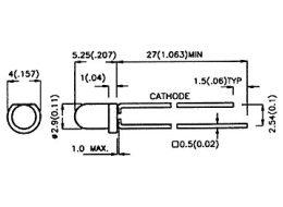3mm std. LED - Rund, RØD diffus (8mcd, 60°)