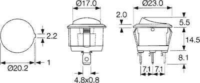 Vippekontakt - 1P ON-OFF-ON, sort