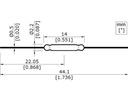 REED sensorkontakt - 1 x slutte, 10W (0,5A) Ø2,2x14mm