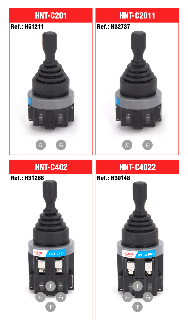 HNT-C4022 4-pos. Joystick kontakt, låsende (4NO)