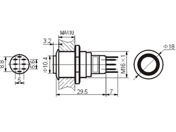 ProSwitch - Stålkontakt, 1P ON-ON Ø16mm ORANGE ring