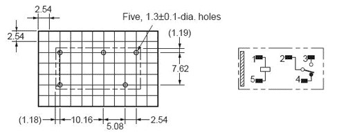 Miniature relæ - 24VDC / 5A, 1 x omskifter (20x10x16mm)
