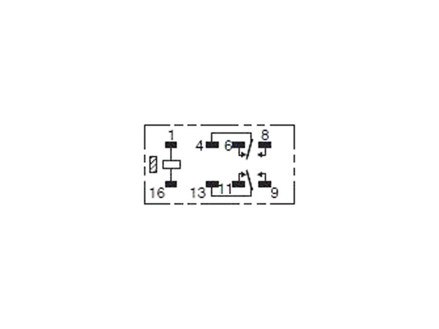 Miniature relæ - 12VDC / 0,5A, 2 x omskifter, DPDT (DIL16)