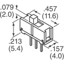 Miniature skydekontakt - 1P ON-ON  (2,54mm)