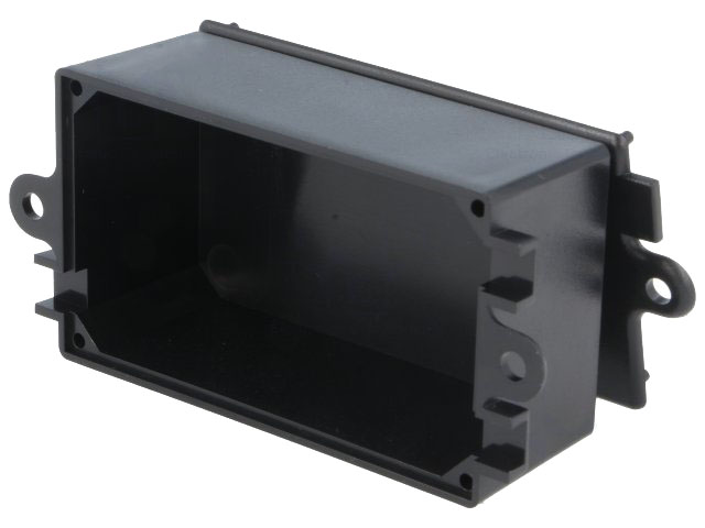 G1013 plastkabinet - Sort m. flanger (38x64x25mm)