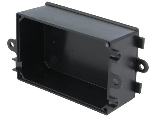 G1017 plastkabinet - Sort m. flanger (44x72x27mm)