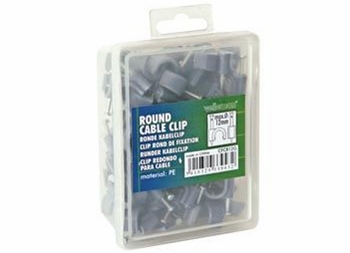 Kabelsøm-clips - Rund Ø6mm, Grå (100 stk. box)