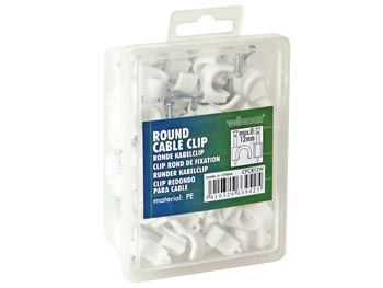 Kabelsøm-clips - Rund Ø6mm, Hvid (100 stk. box)