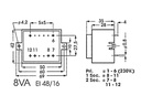 230V printtransformator - 8VA 2 x 6V / 2 x 700mA