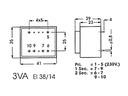 230V printtransformator - 3VA 1 x 24V / 125mA