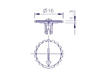 Drejeknap til PIHER PT15M trimmepotmetre - Ø16mm, Rød