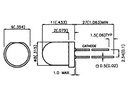 8mm LED - Rund, RØD diffus (20mcd)