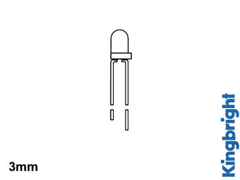 3mm LED - Rund, GUL diffus (15mcd 60°)