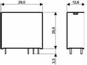 Vertikalt relæ - 24VDC / 8A, 1 x omskifter (SPDT)
