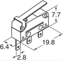 Mikroswitch, kort arm - 2A/250Vac, ON-(ON) SPDT, 2,8mm term.