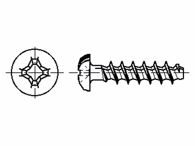 Skrue til plast - 1,8x8mm, PH0, Forzinket stål (25 stk.)