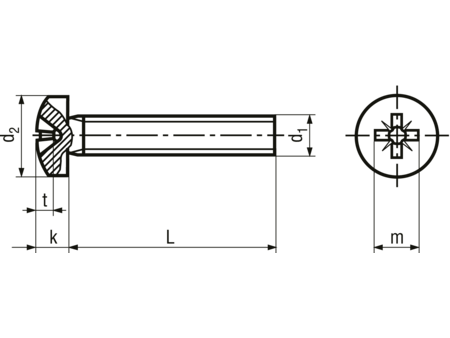 Maskinskrue, panhoved - M6x40mm, pozidriv PZ3 (10 stk.)