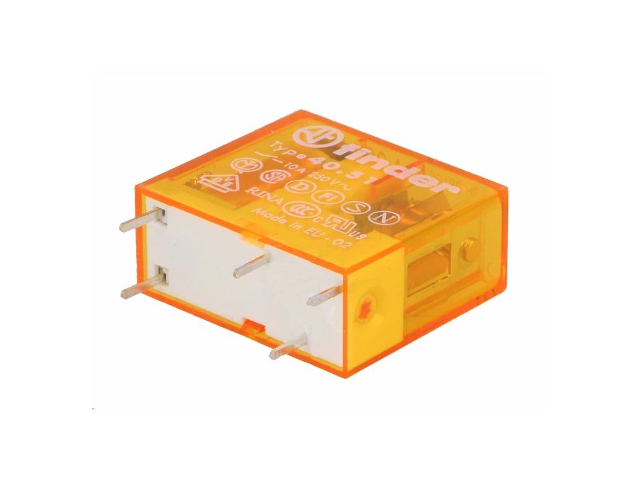 Vertikalt relæ - 230VAC / 10A, 1 x omskifter (SPDT)