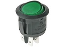 Vippekontakt - 2P OFF-ON, 10A 250V, Grøn lys 0-I (Ø20,2mm)