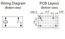 Subminiature relæ - 12VDC / 10A-250VAC, 1 x slutte (SPST-NO)