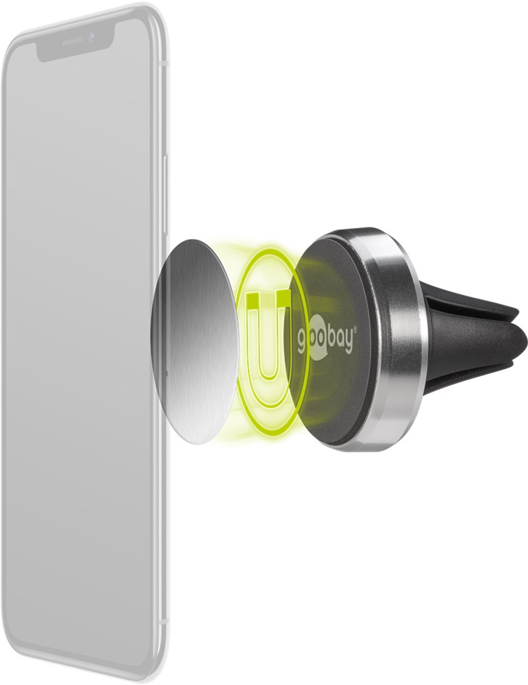 Magnetisk smartphone holder - Med Vent Clip (Ø45mm), Sort