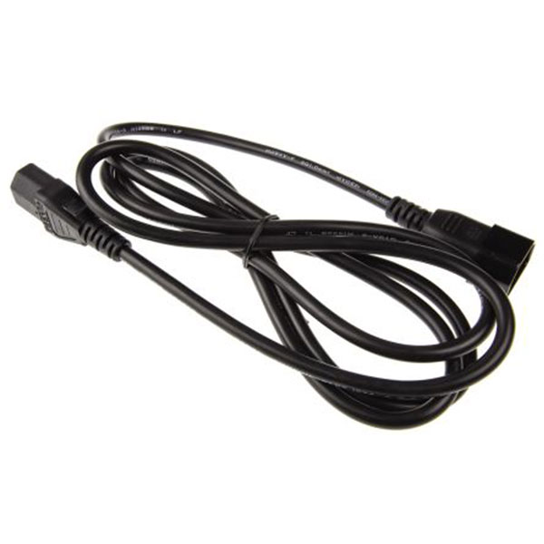 Lysnetkabel 250V 10A, C13 til C14, sort - 2 meter