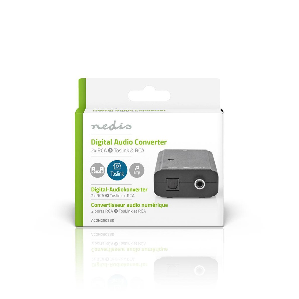 Analog-digital audiokonverter - 2 x RCA(Phono) > COAX/optisk