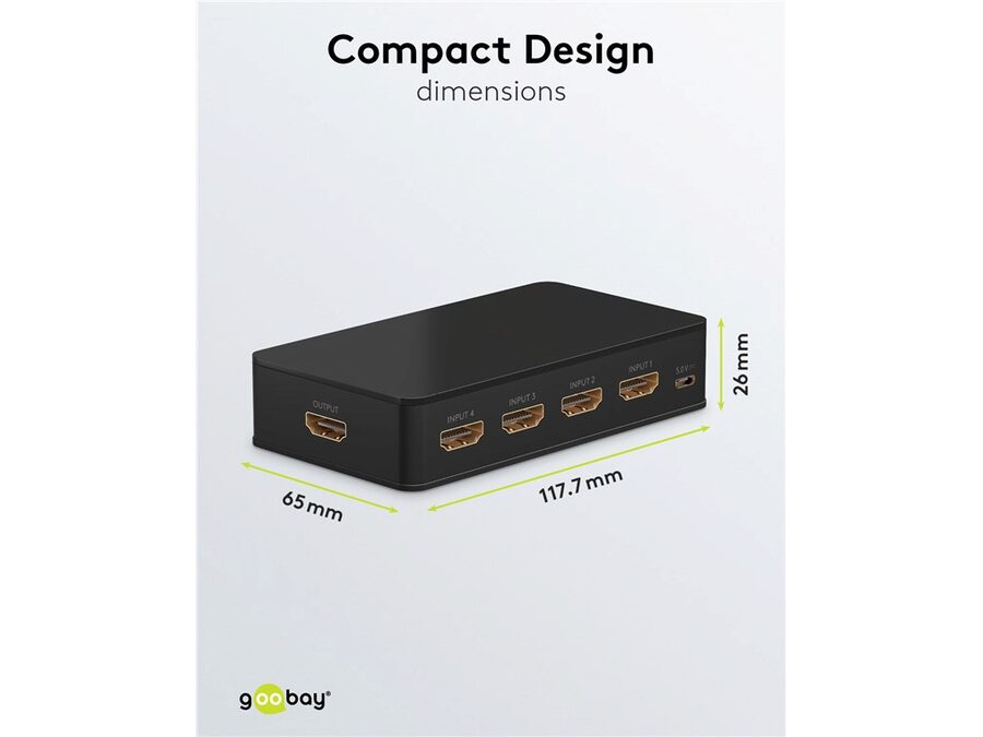 HDMI 2.0 switch - 4 ind til 1 ud, 4K/60Hz, HDCP