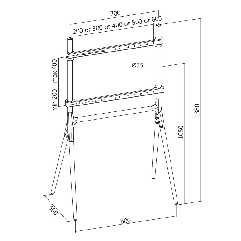 TV gulvstand - 49-70" maks. 40kg, valnøddetræ