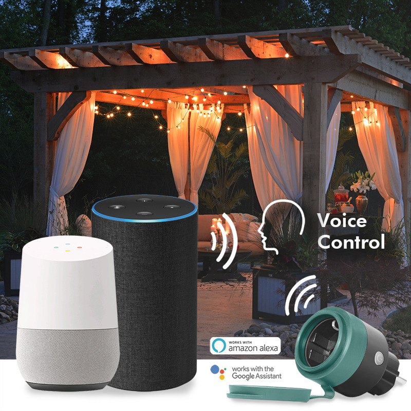 WiFi stikkontakt, Tuya - 1 x CEE7/3, 16A/3680W (IP44)