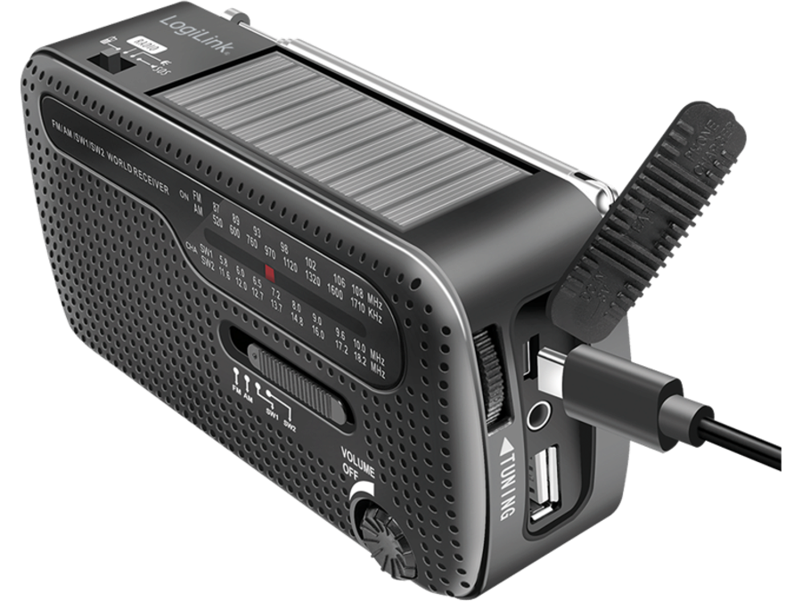 Dynamo FM radio m. solpanel, Sort