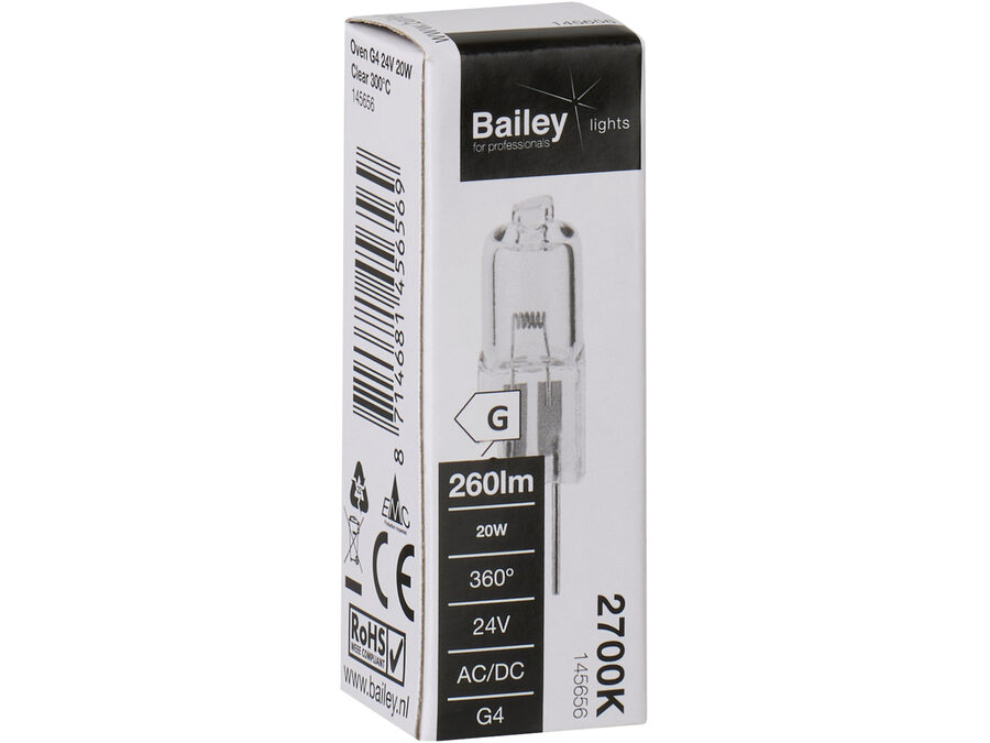 G4 stifthalogen - 24V 20W (Ø8x30mm) 300° ovnpære