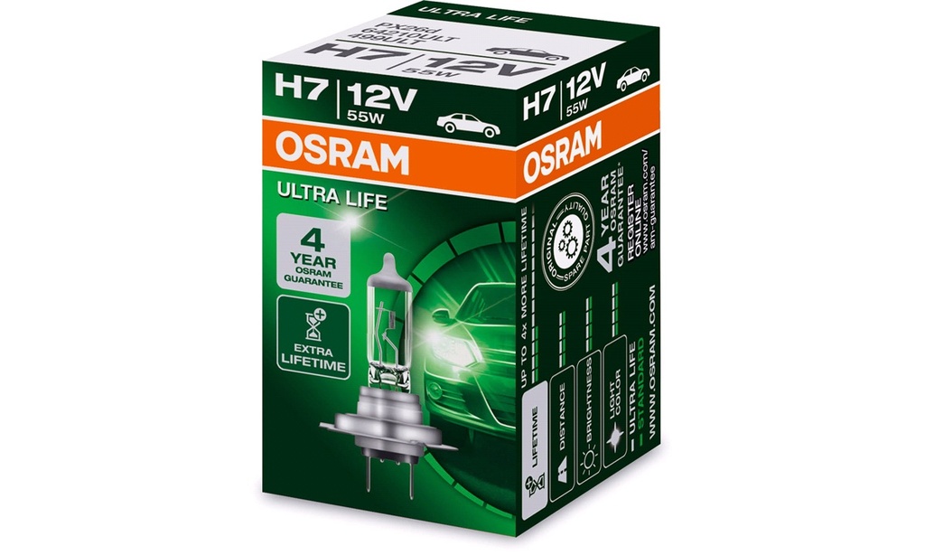 Auto Halogen H7 - 12V / 55W PX26D Ultra Life (1 stk.)