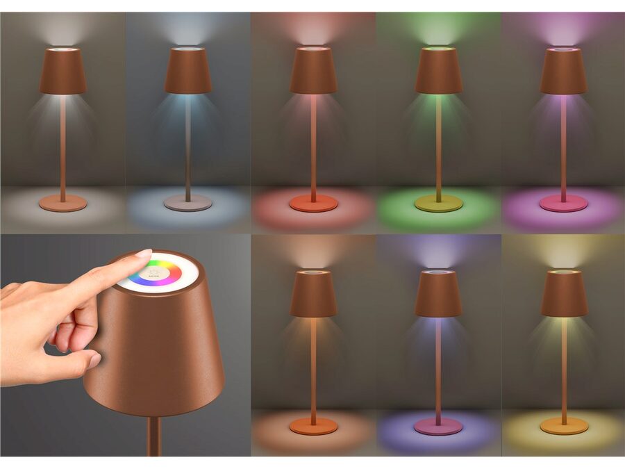 Trådløs LED-bordlampe RGB, bronze (IP44)