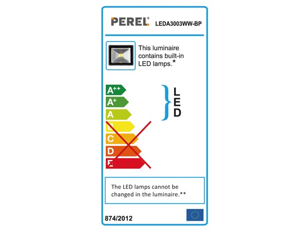 LED facadespot m. PIR - 30W EPISTAR, Varm Hvid (3000K), Sort