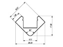 Alu. LED strip profil - 45° hjørne dyb, Diffus (2m)