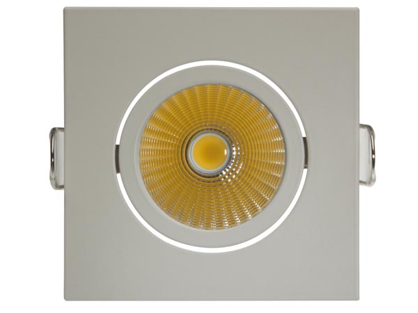 LED indbygningsspot - 230V / 6W kvadrat hvid kip, Varm Hvid