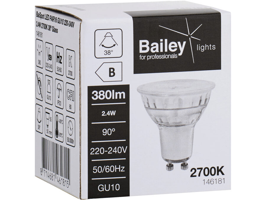 GU10 LED spotpære - 230V 2,4W 38° (2700K)